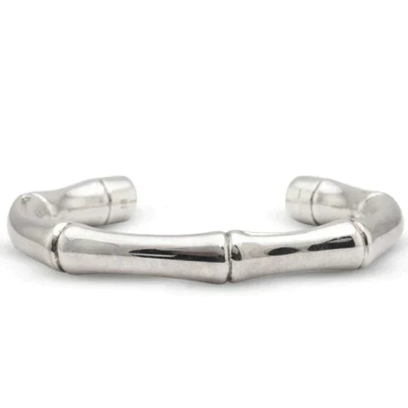GUCCI STERLING SILVER HIGH BAMBOO OPEN BRACELET