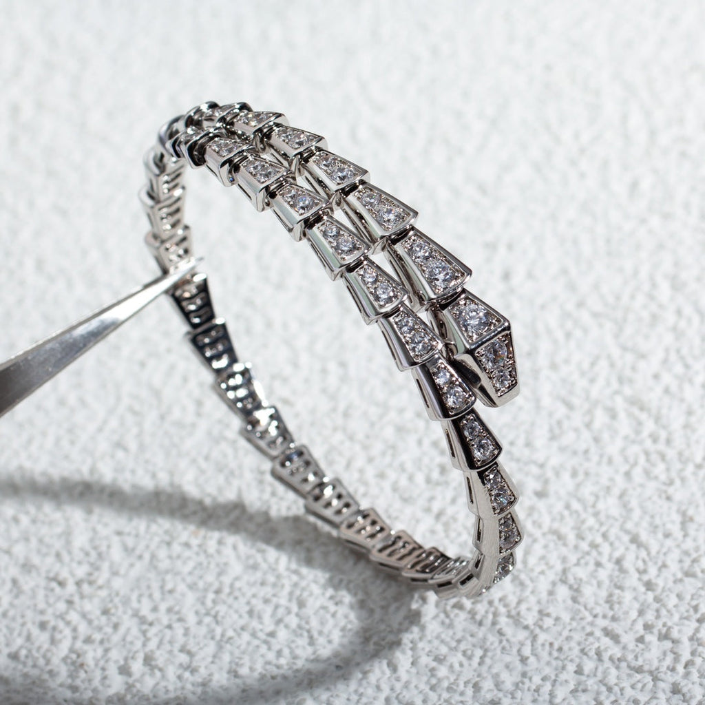 BVLGARI SERPENTI BRACELET 6MM SILVER DIAMOND