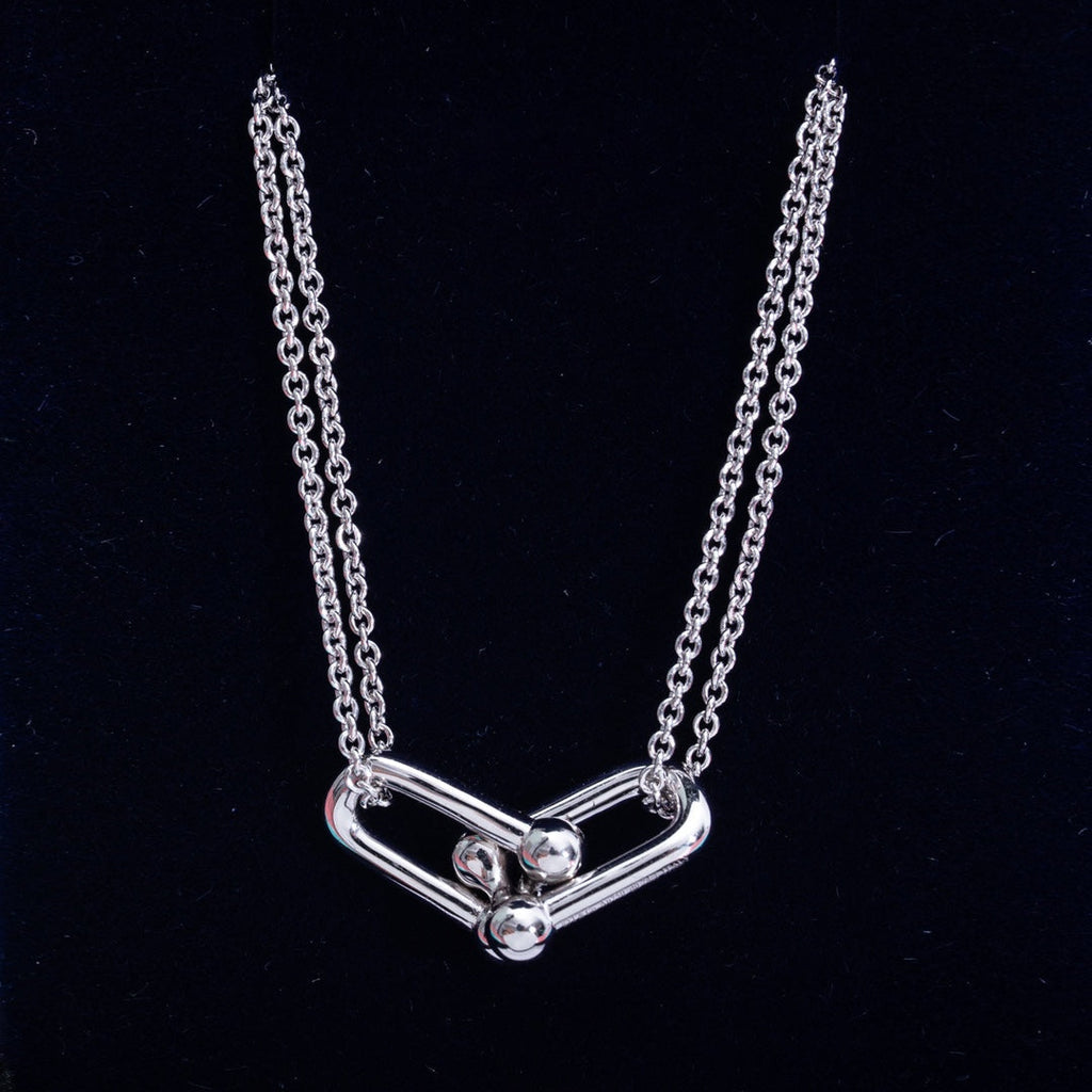 TIFFANY HARDWEAR DOUBLE LINK PEDANT SILVER NECKLACE