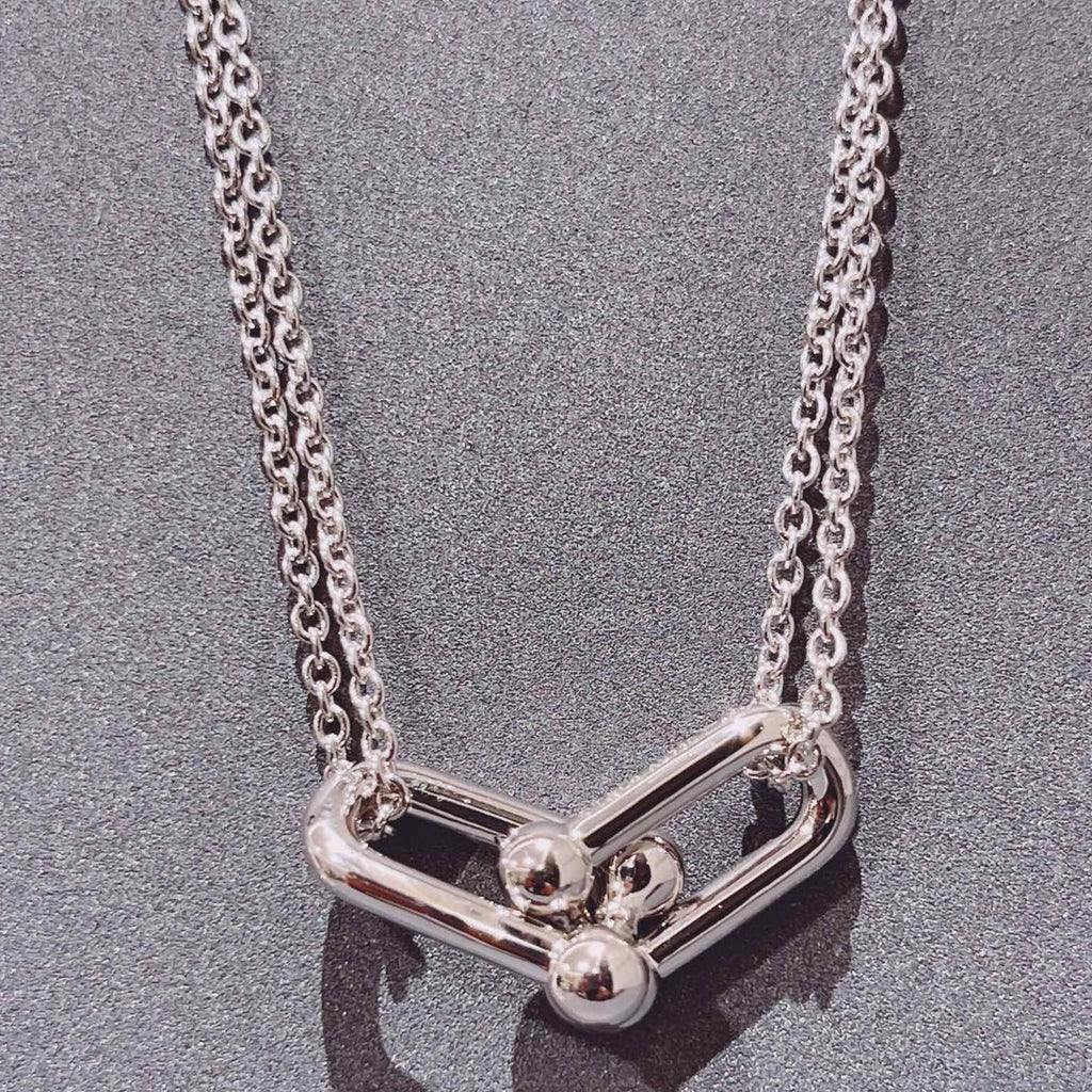 TIFFANY HARDWEAR DOUBLE LINK PEDANT SILVER NECKLACE