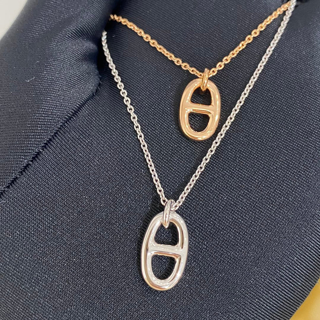 HERMES CHAINE SMALL NECKLACE GOLD AND SILVER