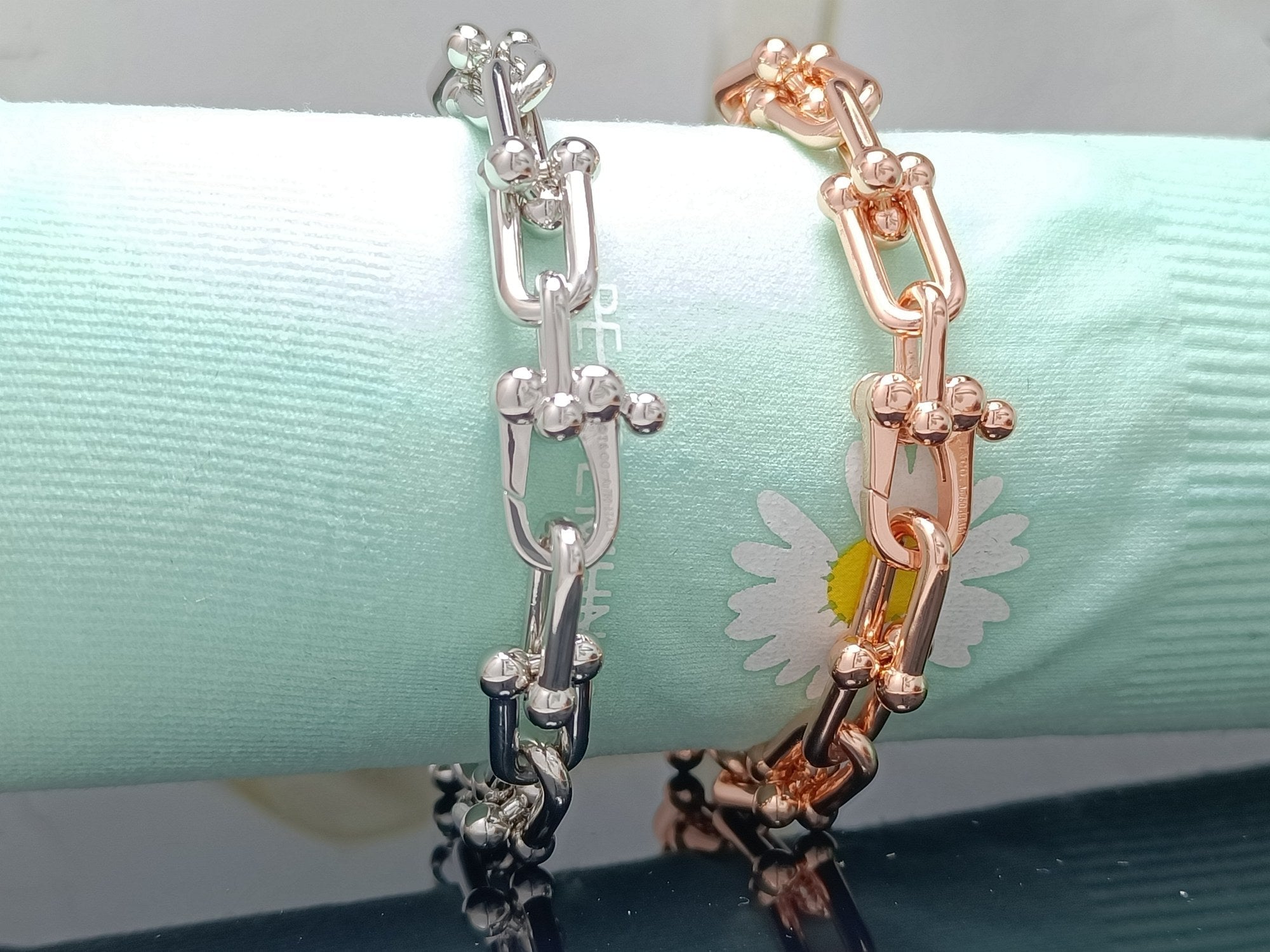 TIFFANY HARDWEAR BRACELET PINK GOLD AND SILVER DIAMOND