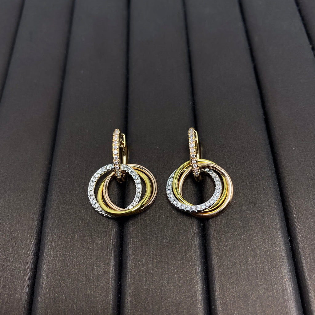 TIFFANY TRINITY EARRINGS GOLD DIAMOND