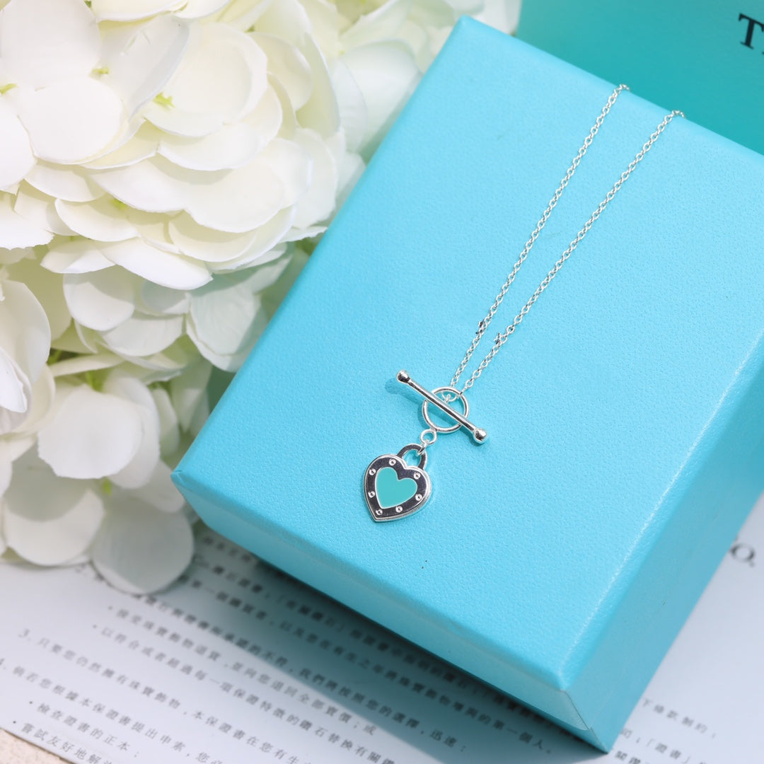 TIFFANY DOUBLE HEART BLUE NECKLACE