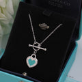 TIFFANY DOUBLE HEART BLUE NECKLACE