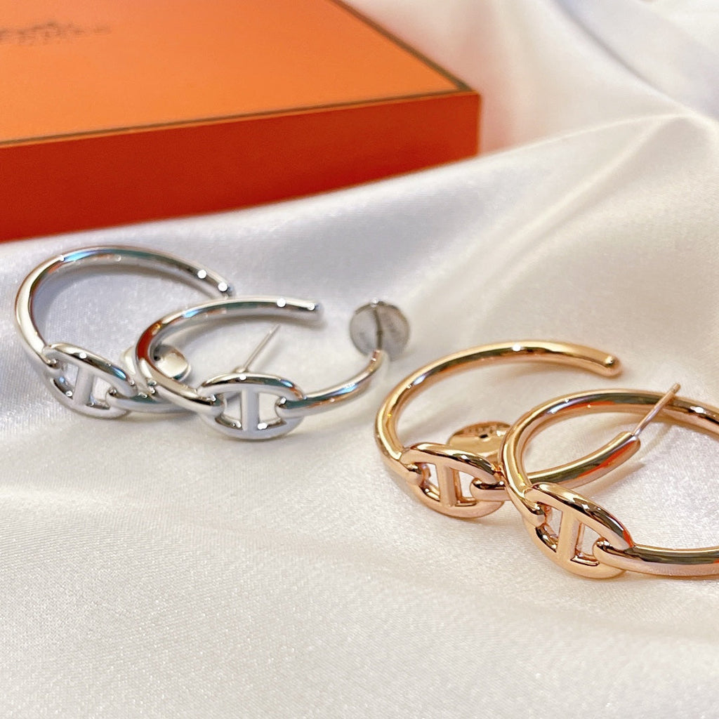 HERMES ENCHAINE HOOP EARRINGS