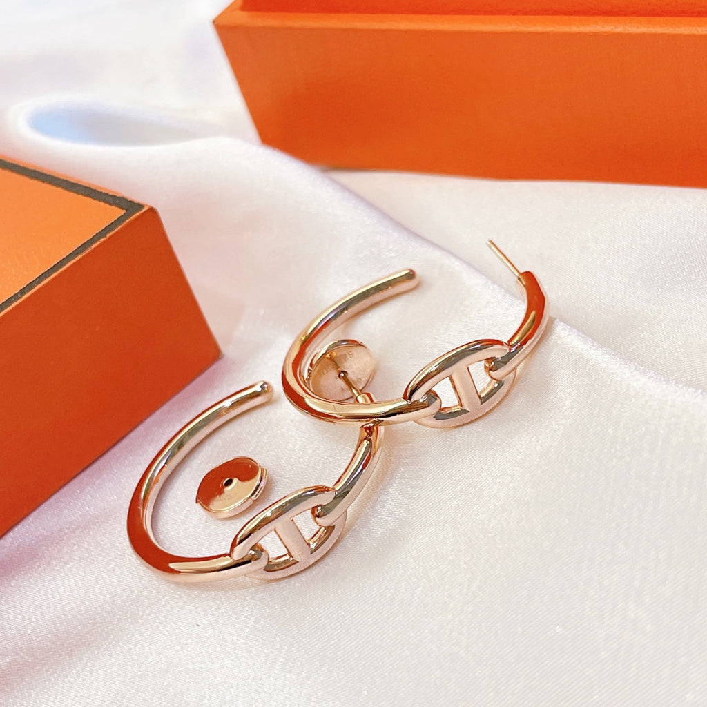 HERMES ENCHAINE HOOP EARRINGS