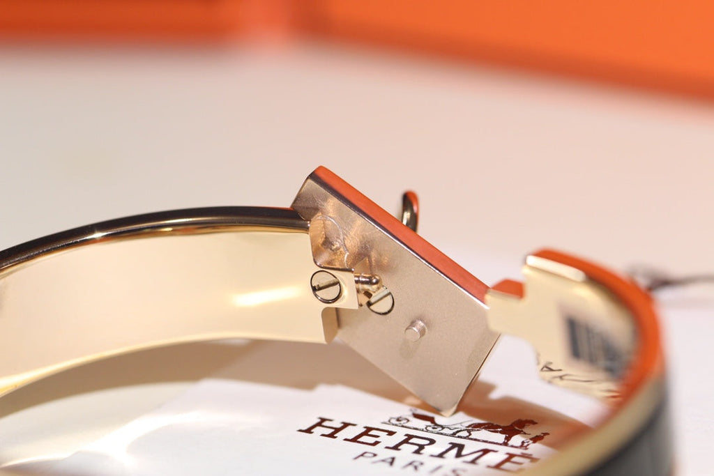 HERMES H RING LOCK BRACELET 12MM WHITE