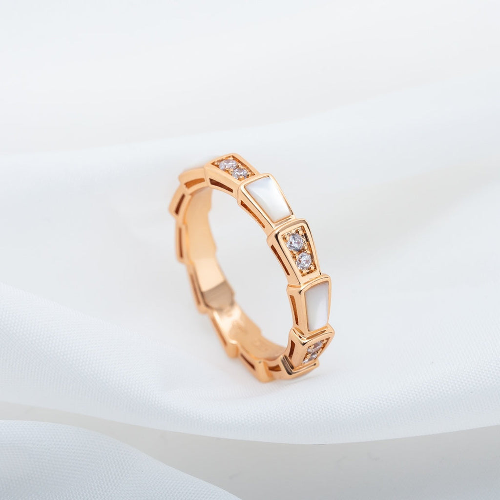 BVLGARI SERPENTI RING PINK GOLD DIAMOND MOP 3MM