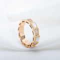 BVLGARI SERPENTI RING PINK GOLD MOP DIAMOND PAVED 4MM