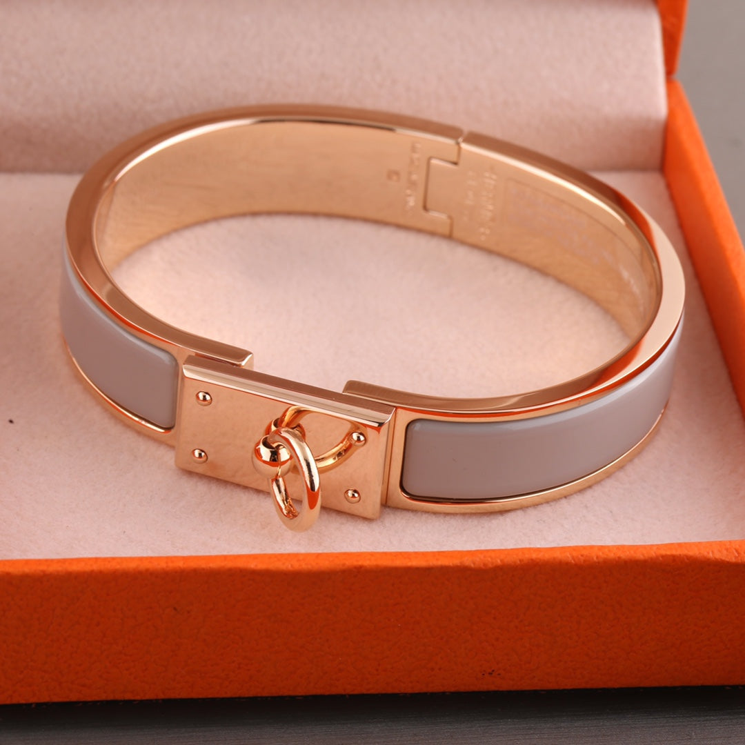HERMES H RING LOCK BRACELET 12MM BLUE GREEN