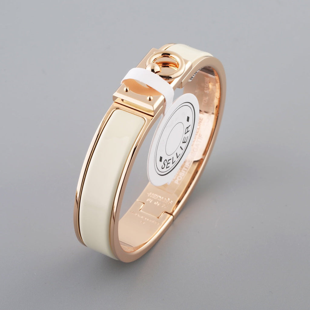 HERMES H RING LOCK BRACELET 12MM GREY