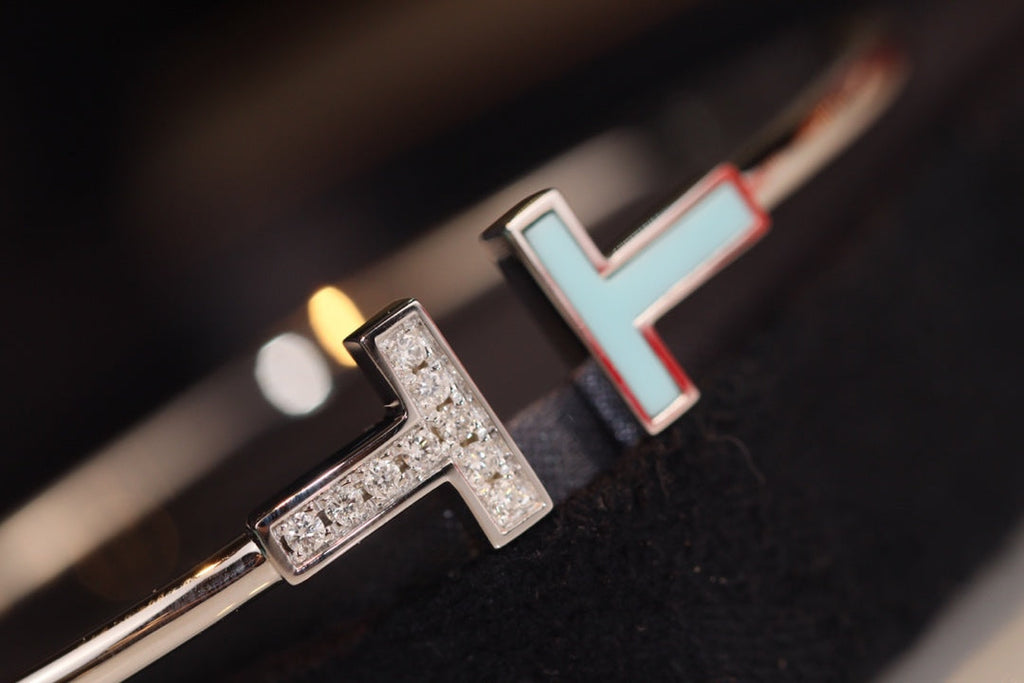 TIFFANY T BRACELET 1.8MM TURQUOISE DIAMOND PINK GOLD