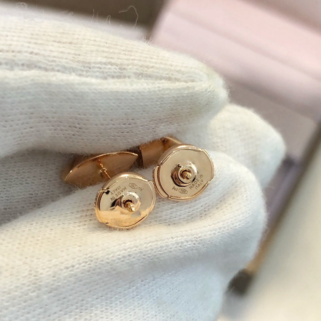 BVLGARI DREAM EARRINGS 3 MOTIFS ONYX MOP PINK GOLD