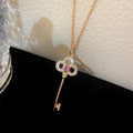 TIFFANY FLORET KEY PEDANT NECKLACE PINK DIAMOND