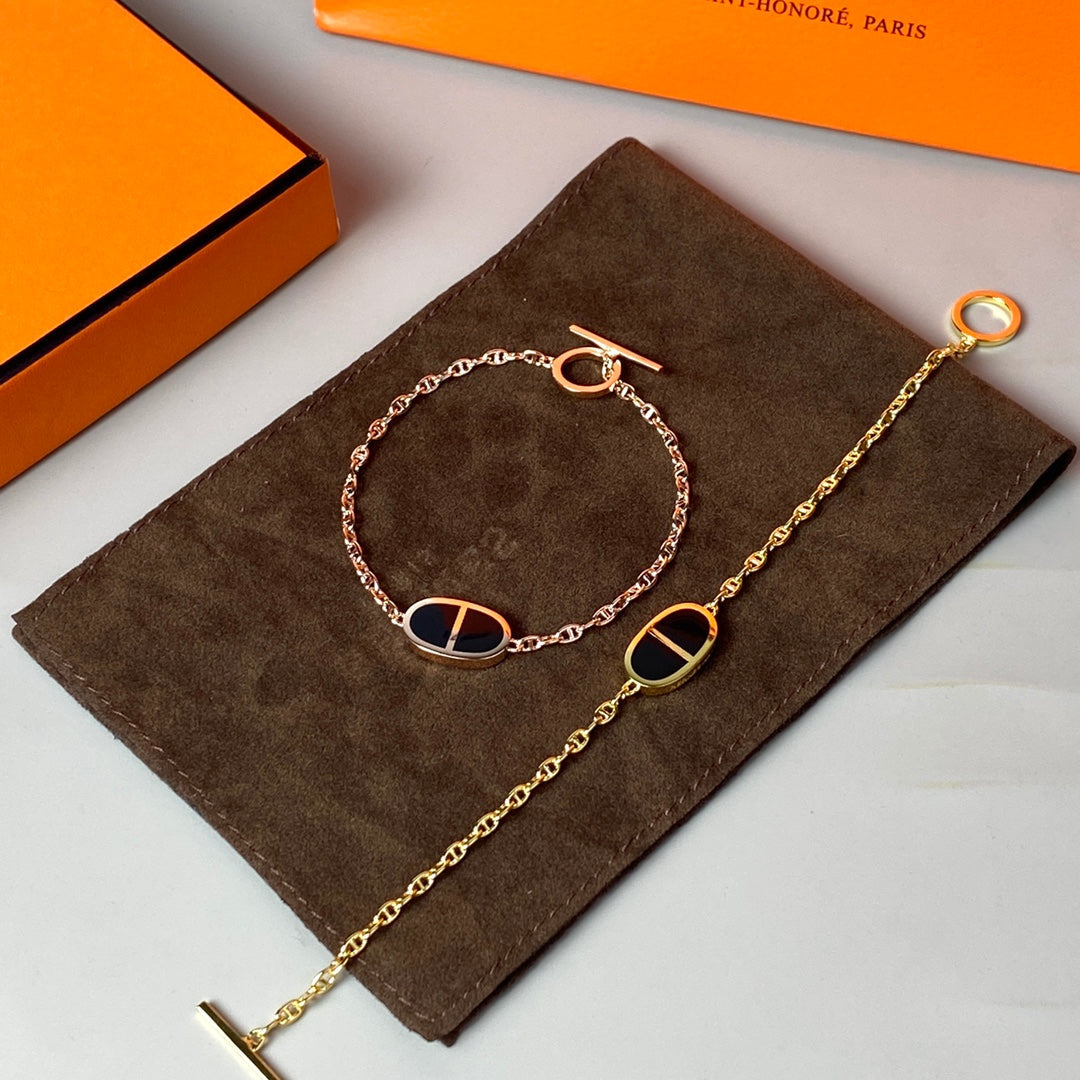HERMES CHAINE BLACK CERAMIC BRACELET