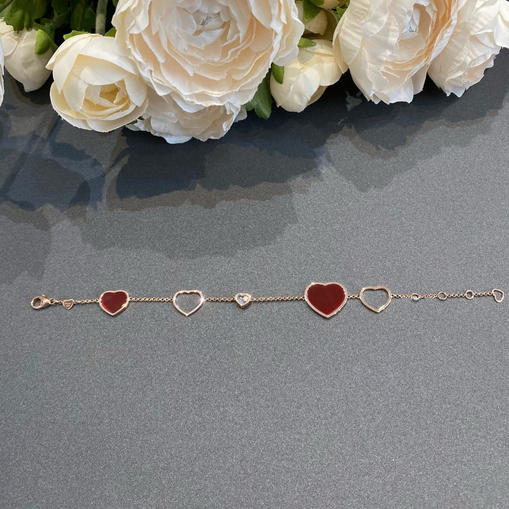 CHOPARD HAPPY HEART CARNELIAN PINK GOLD BRACELET