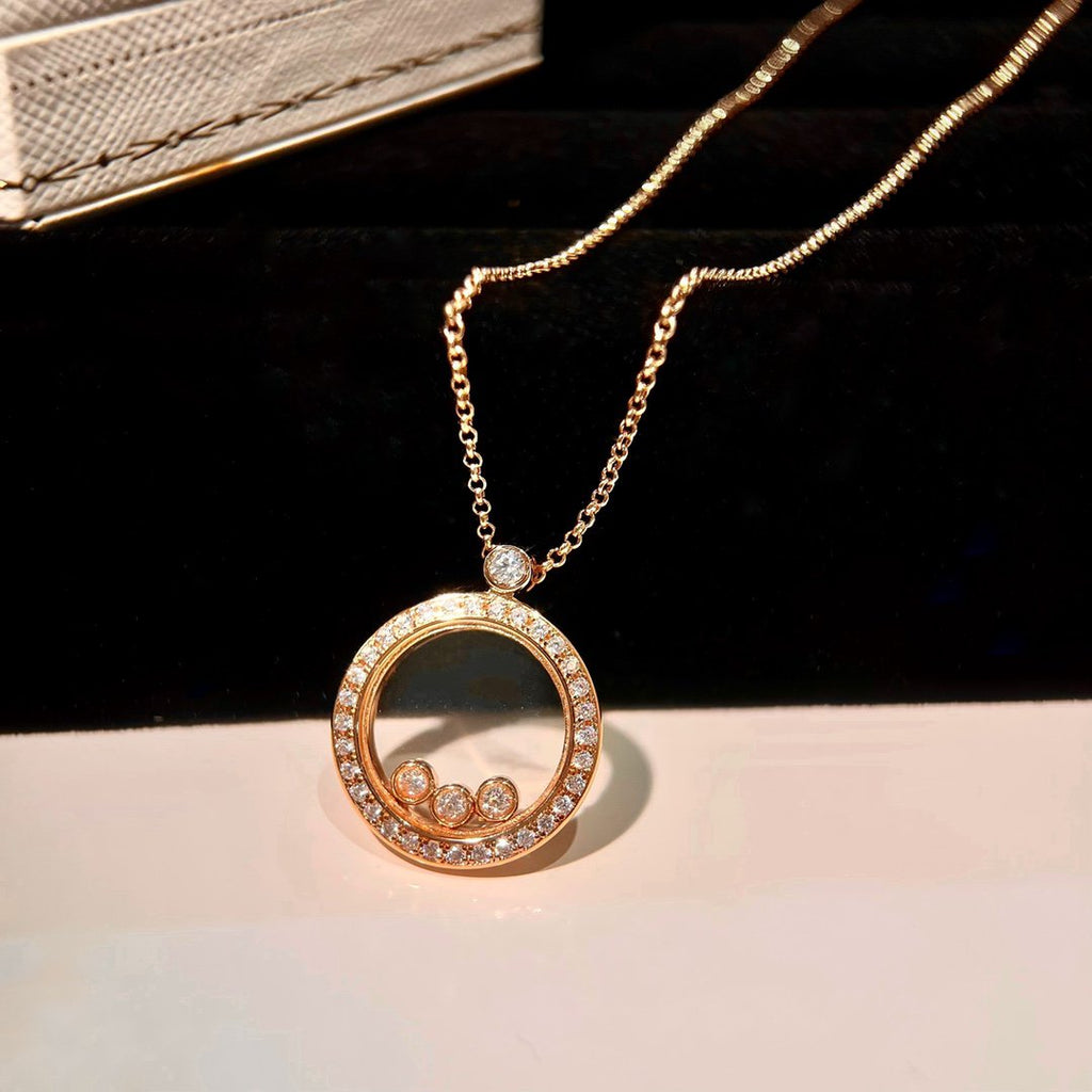 CHOPARD HAPPY HEART DIAMOND PINK GOLD NECKLACE