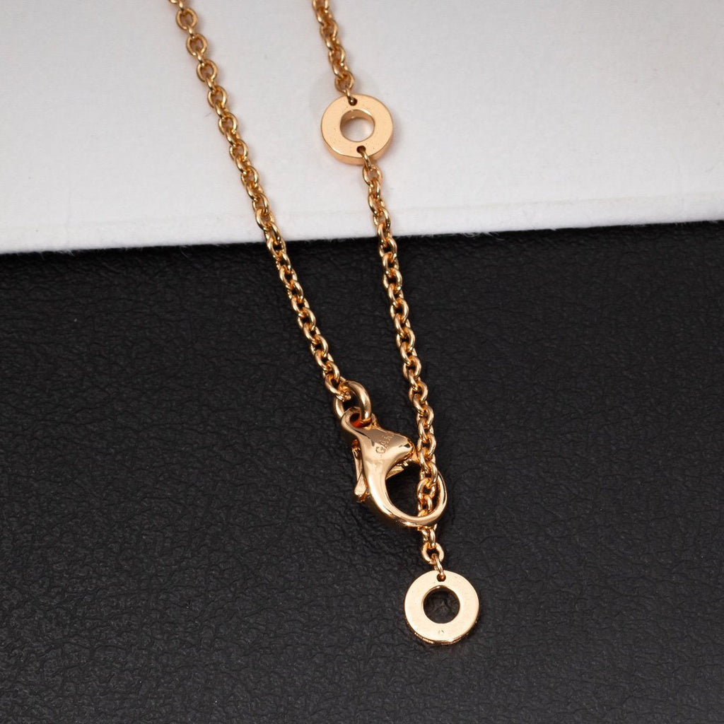 BVLGARI ZERO 1 WHITE CERAMIC PINK GOLD DIAMOND NECKLACE