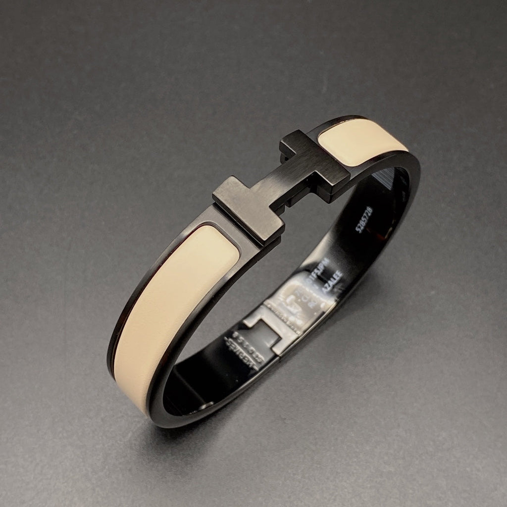 HERMES H BRACELET 12MM BLACK BEIGE CERAMIC