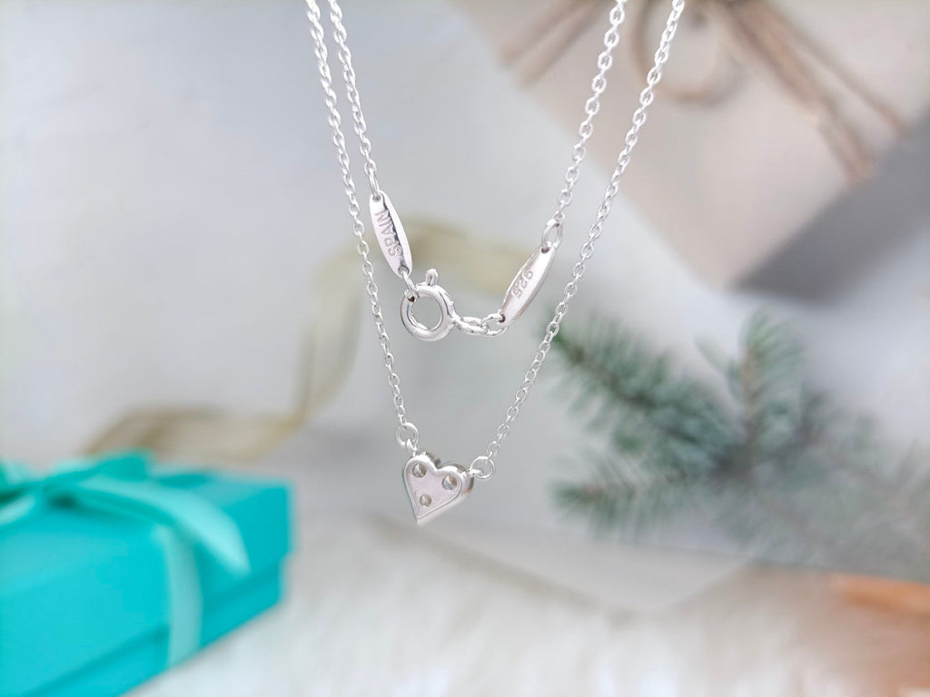 TIFFANY HEART 3 DIAMONDS PEDANT NECKLACE