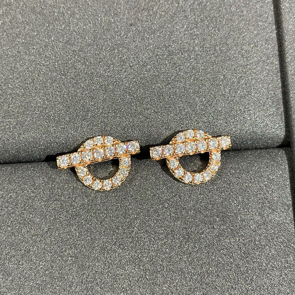 HERMES ECHAPPEE MINI DIAMOND STUD EARRINGS