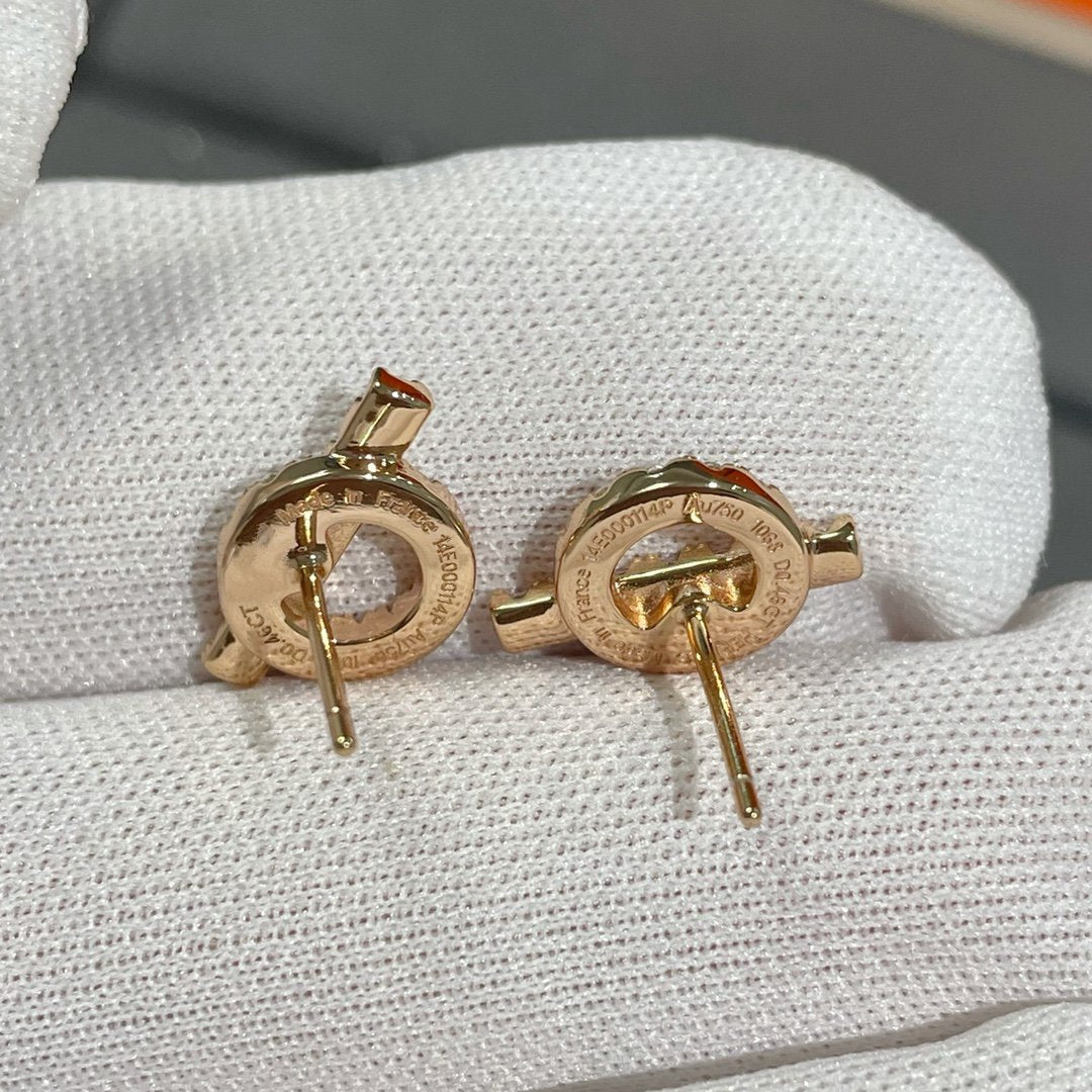 HERMES ECHAPPEE MINI DIAMOND STUD EARRINGS