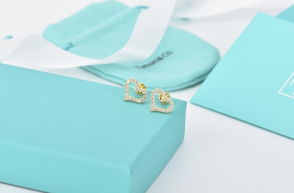 TIFFANY OPEN HEART STUD DIAMOND EARRINGS