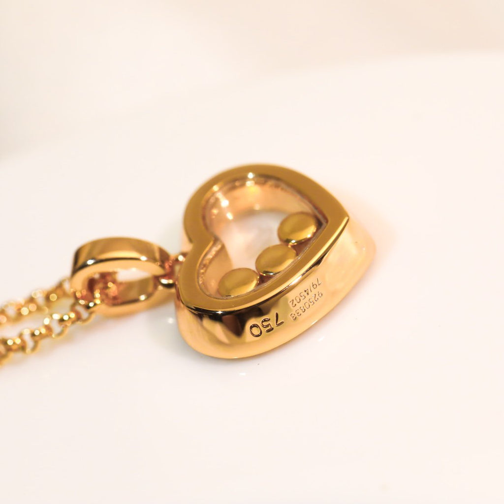 CHOPARD HEART PEDANT DIAMOND PINK GOLD NECKLACE