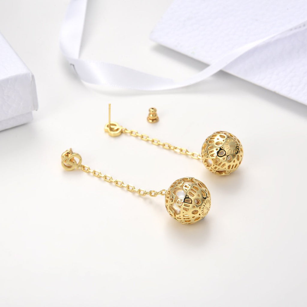 DIOR CD BALL DROP GOLD EARRINGS