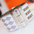 HERMES MULTICOLOR SILVER HINGED BRACELET 36MM