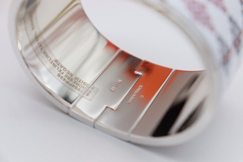 HERMES MULTICOLOR SILVER HINGED BRACELET 36MM