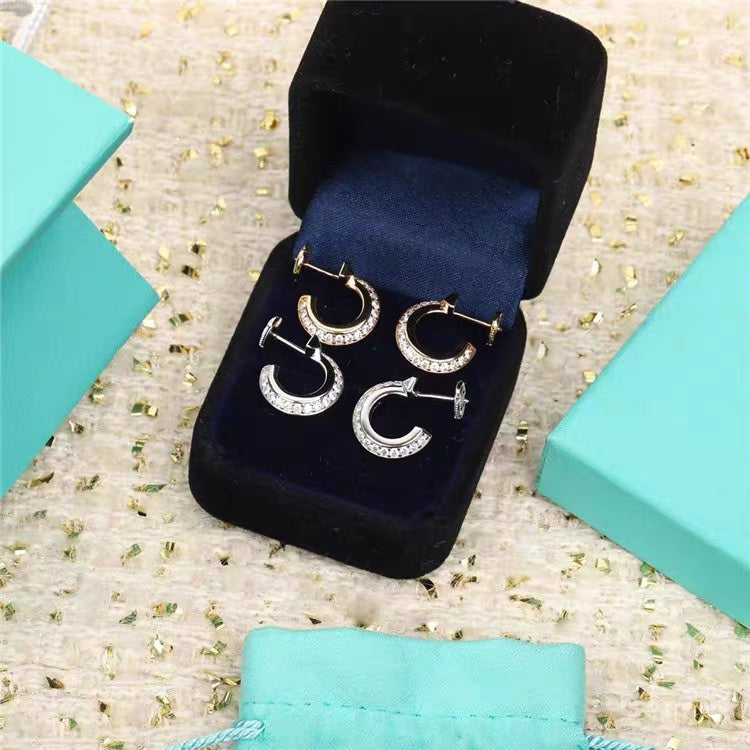 TIFFANY HOOP EARRINGS IN ROSE GOLD WITH DIAMONDS