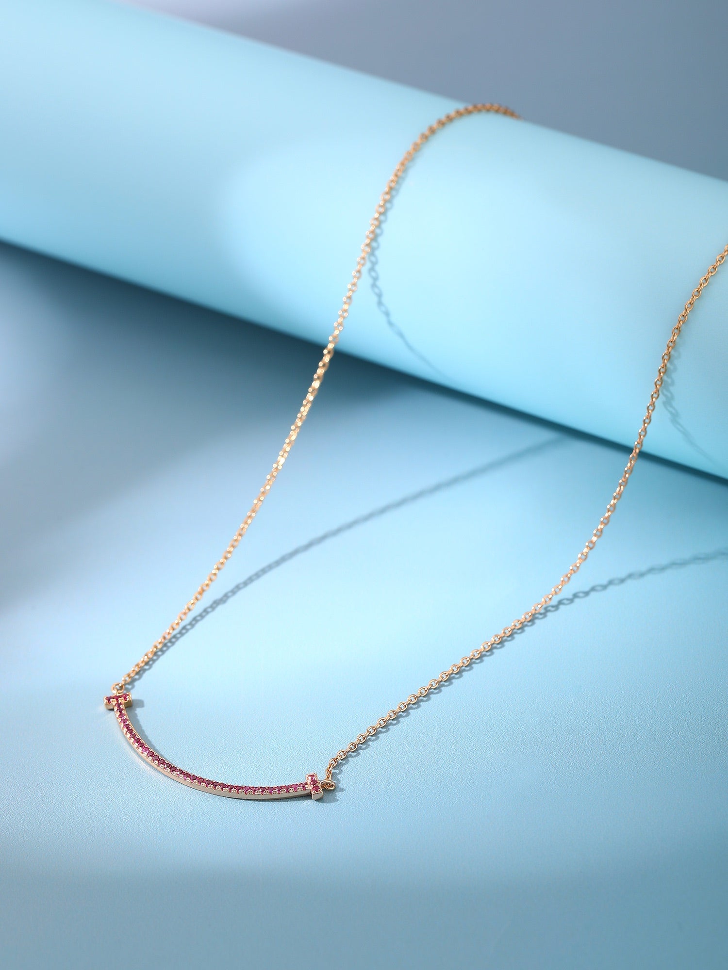 TIFFANY BIG SMILE PEDANT PINK DIAMOND NECKLACE