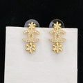 Chanel Double Flower Chanel Gold Diamond Drop Earrings