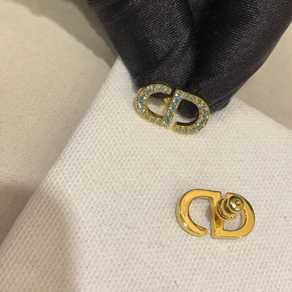 DIOR PETIT CD DIAMOND GOLD EARRINGS