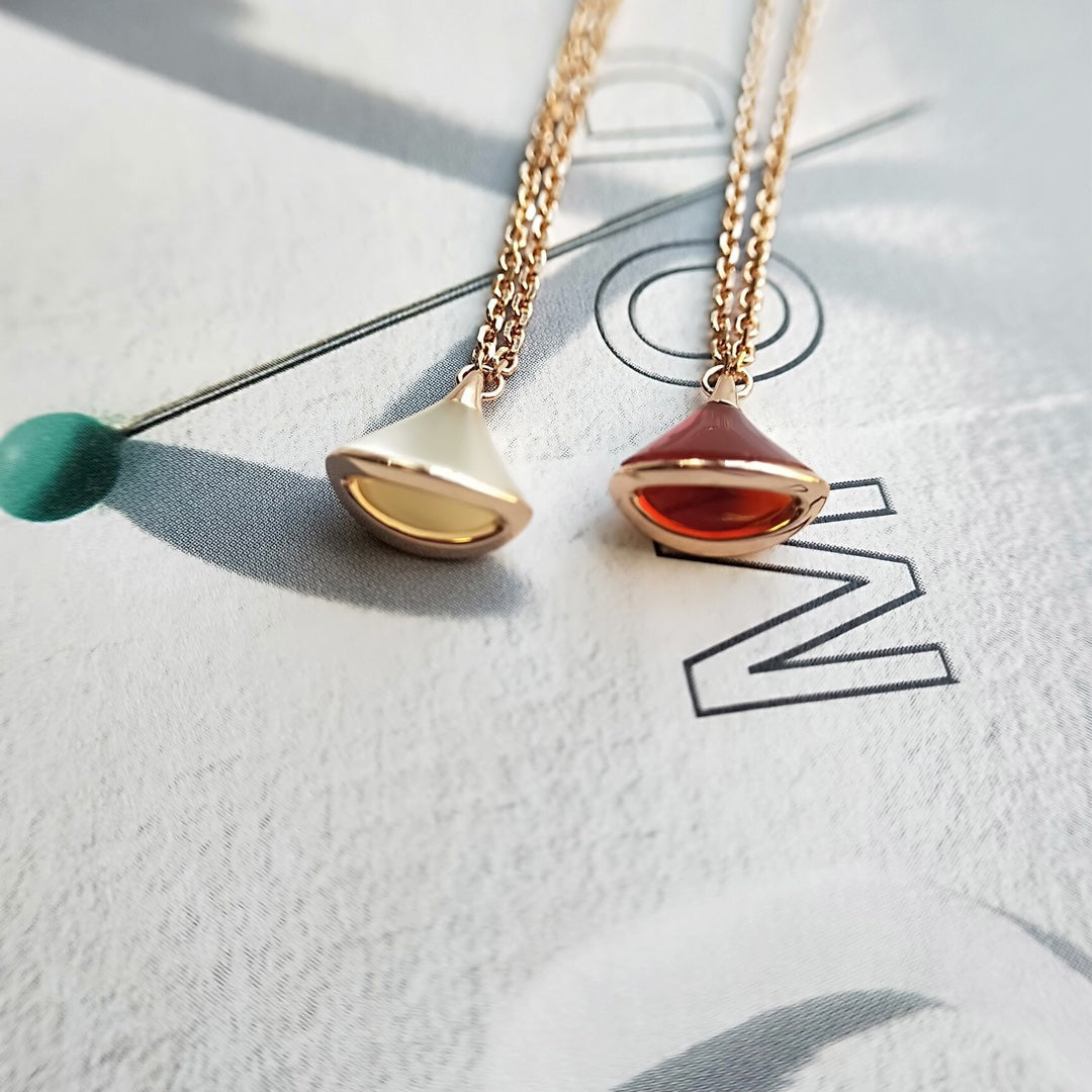 BVLGARI DREAM 1 MOTIF MOP PINK GOLD DOUBLE CHAIN BRACELET