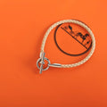 HERMES GLENAN SILVER LEATHER BRACELET