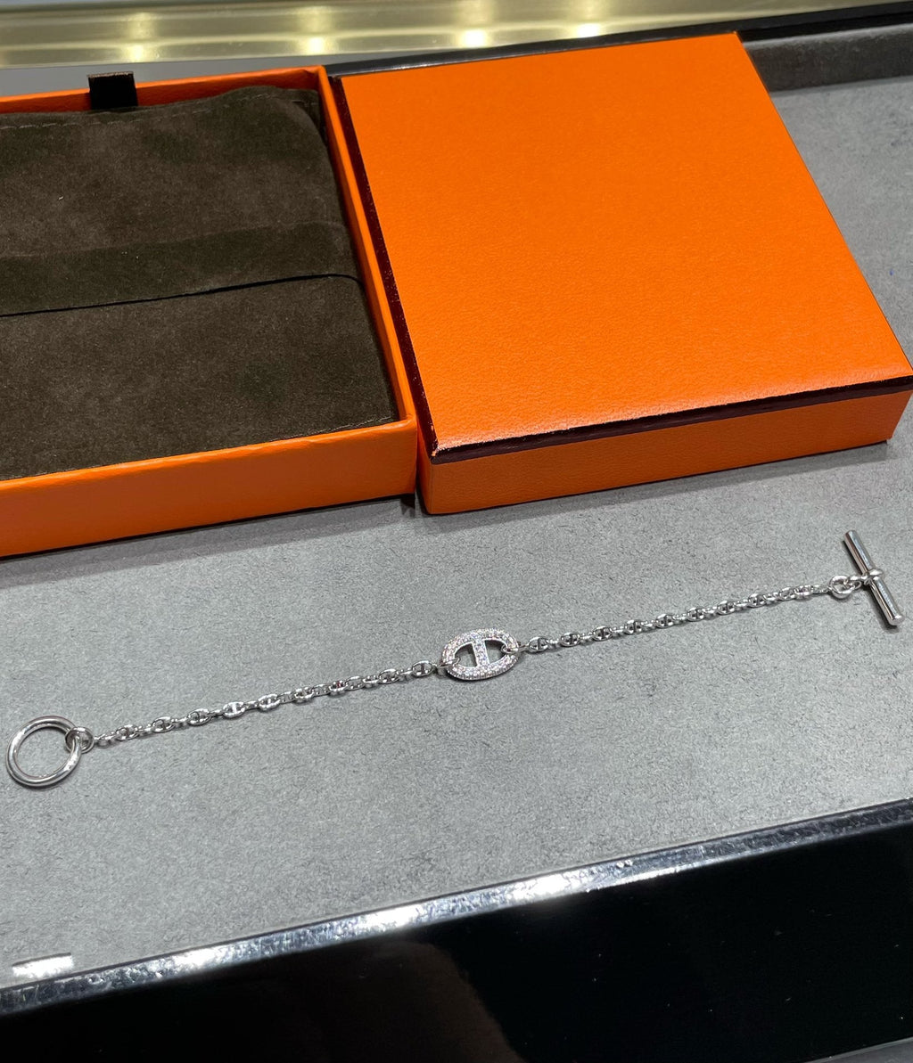 HERMES CHAINE ECHAPPEE DIAMOND LINK BRACELET