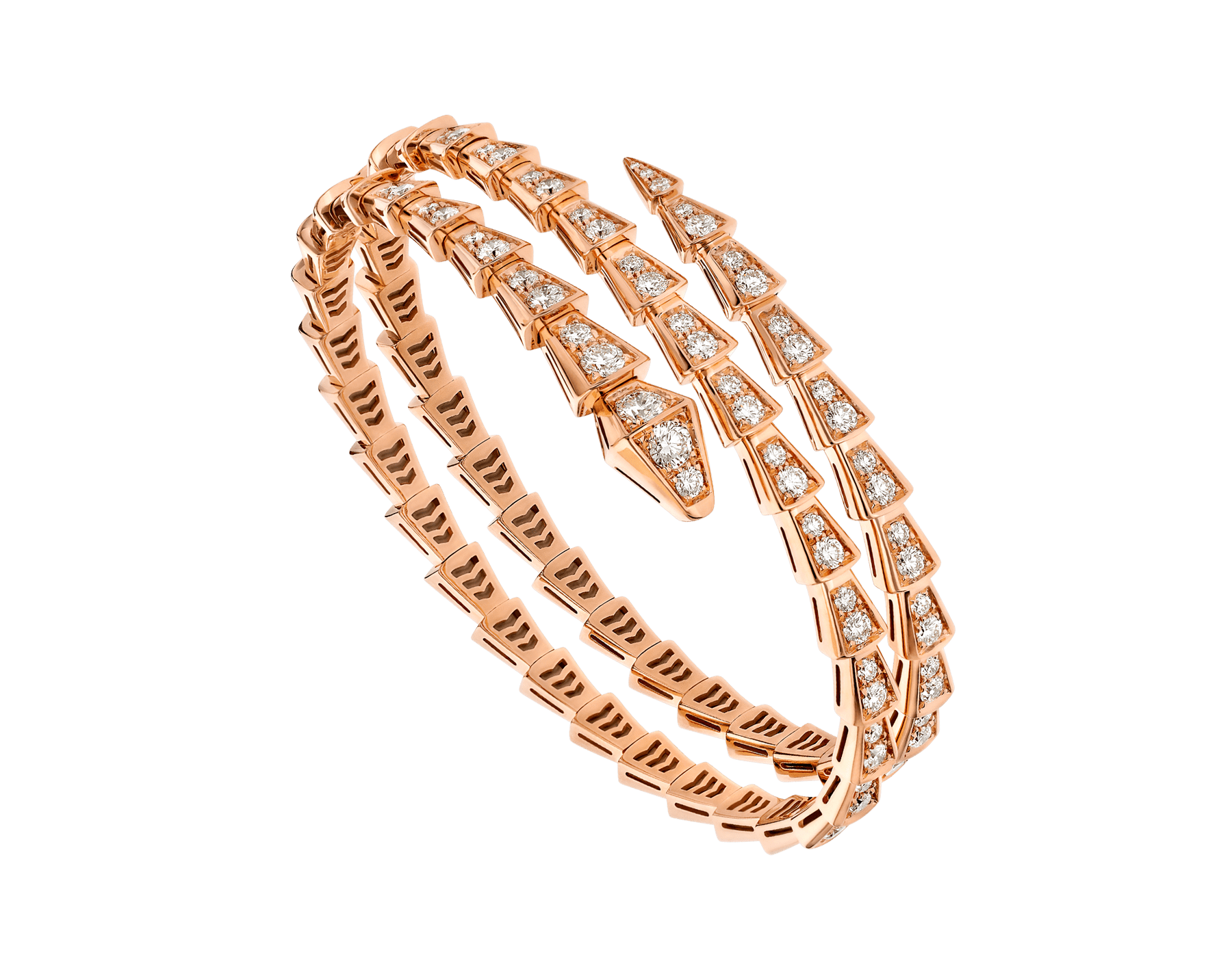 BVLGARI SERPENTI BRACELET PINK GOLD DIAMOND DOUBLE ROW
