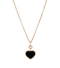 CHOPARD HAPPY HEART ONYX NECKLACE PINK GOLD DIAMOND