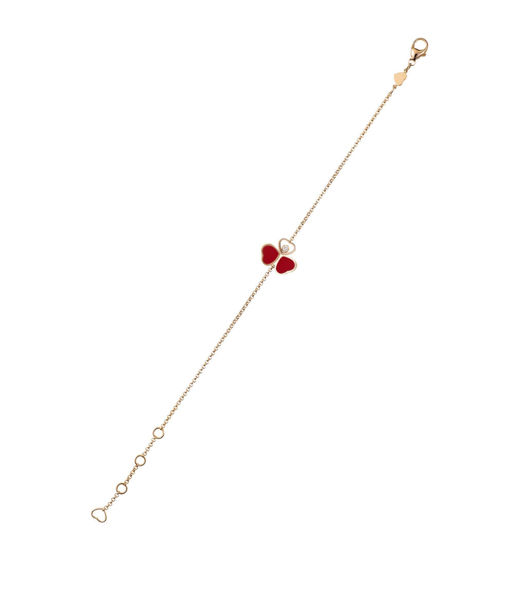 CHOPARD HAPPY HEART CARNELIAN BRACELET PINK GOLD DIAMOND