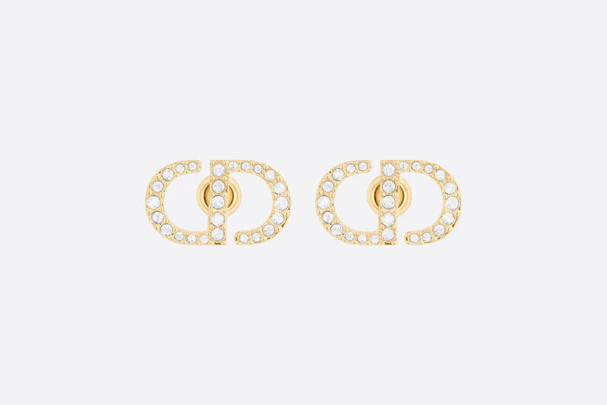 DIOR PETIT CD DIAMOND GOLD STUD EARRINGS