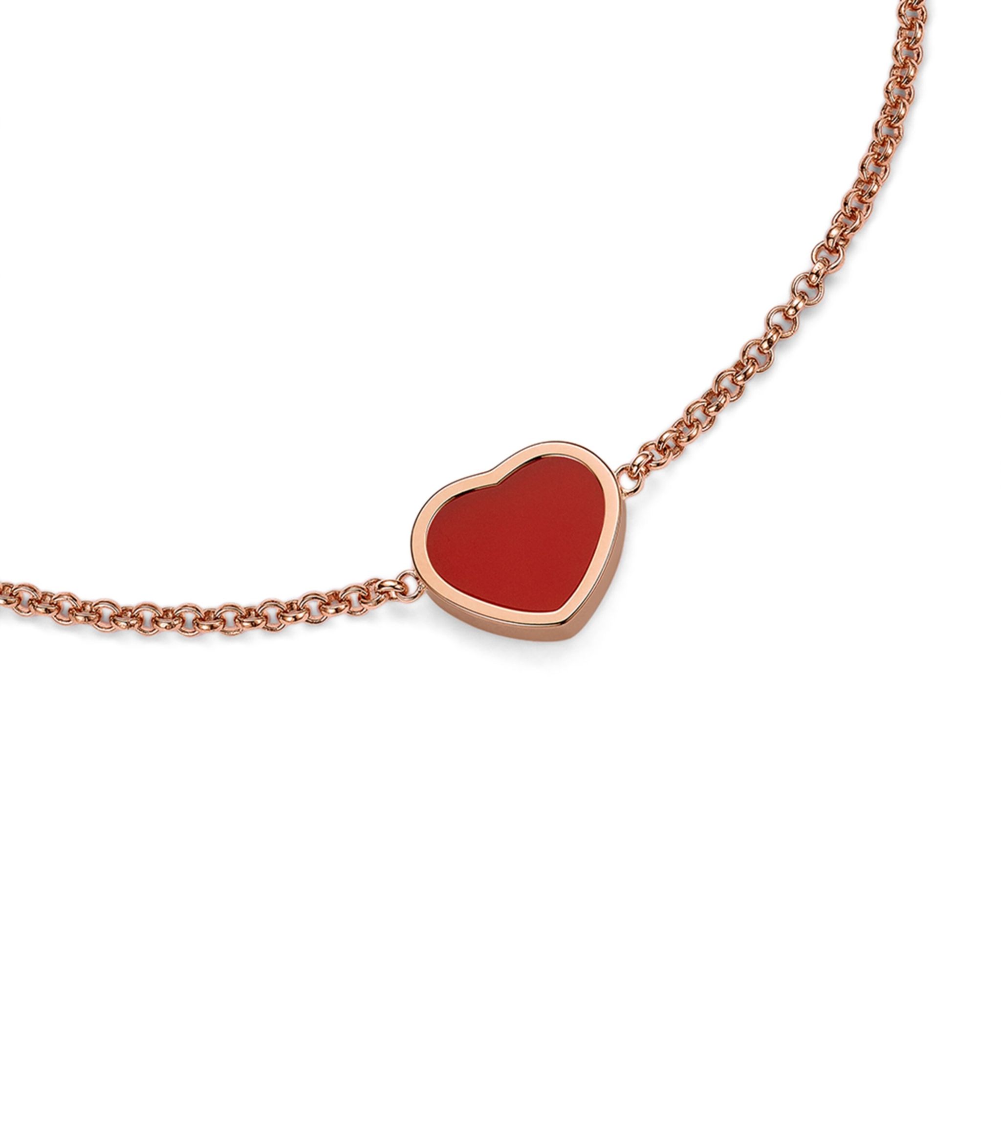 CHOPARD HAPPY HEART CARNELIAN PINK GOLD BRACELET DIAMOND