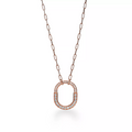 TIFFANY LOCK NECKLACE MEDIUM PENDANT PINK GOLD PAVED DIAMONDS