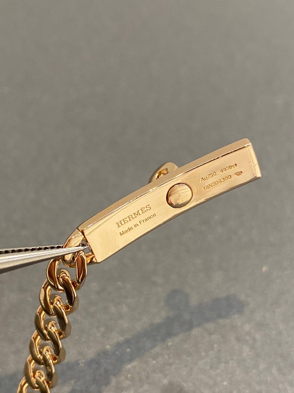 HERMES H Kelly Gourmette Gold Diamond Bracelet