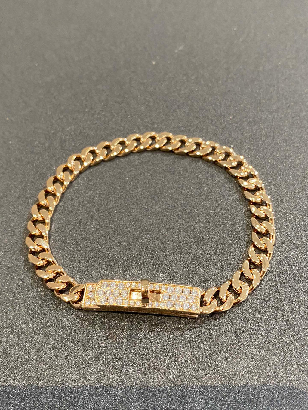 HERMES H Kelly Gourmette Gold Diamond Bracelet