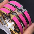 HERMES H Pig Nose Pink Bracelet