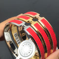HERMES H Pig Nose Red Bracelet