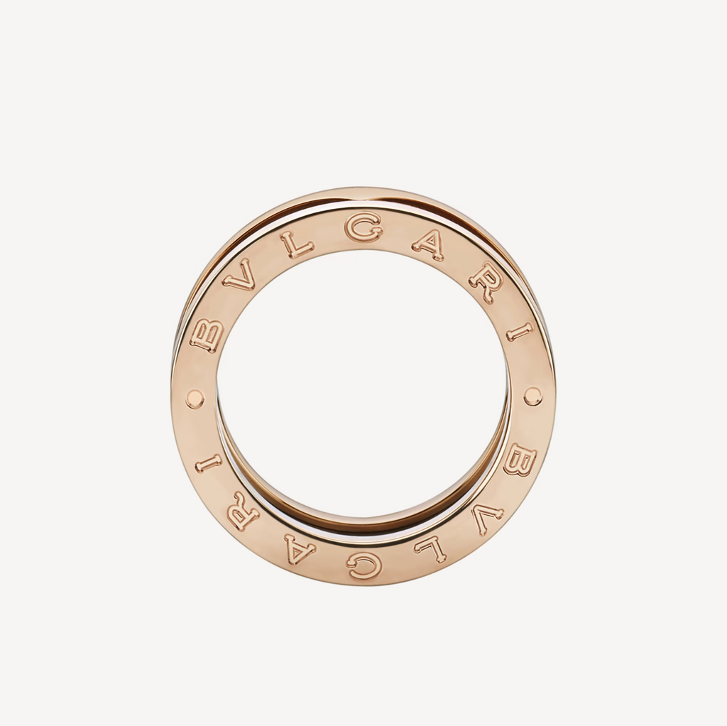 BVLGARI ZERO 1 TWO-BAND LOOPS AND BLACK CERAMIC PINK GOLD RING